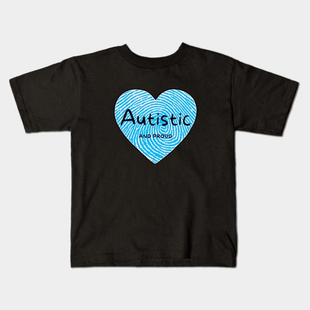 Autistic And Proud Blue Fingerprint Kids T-Shirt by ROLLIE MC SCROLLIE